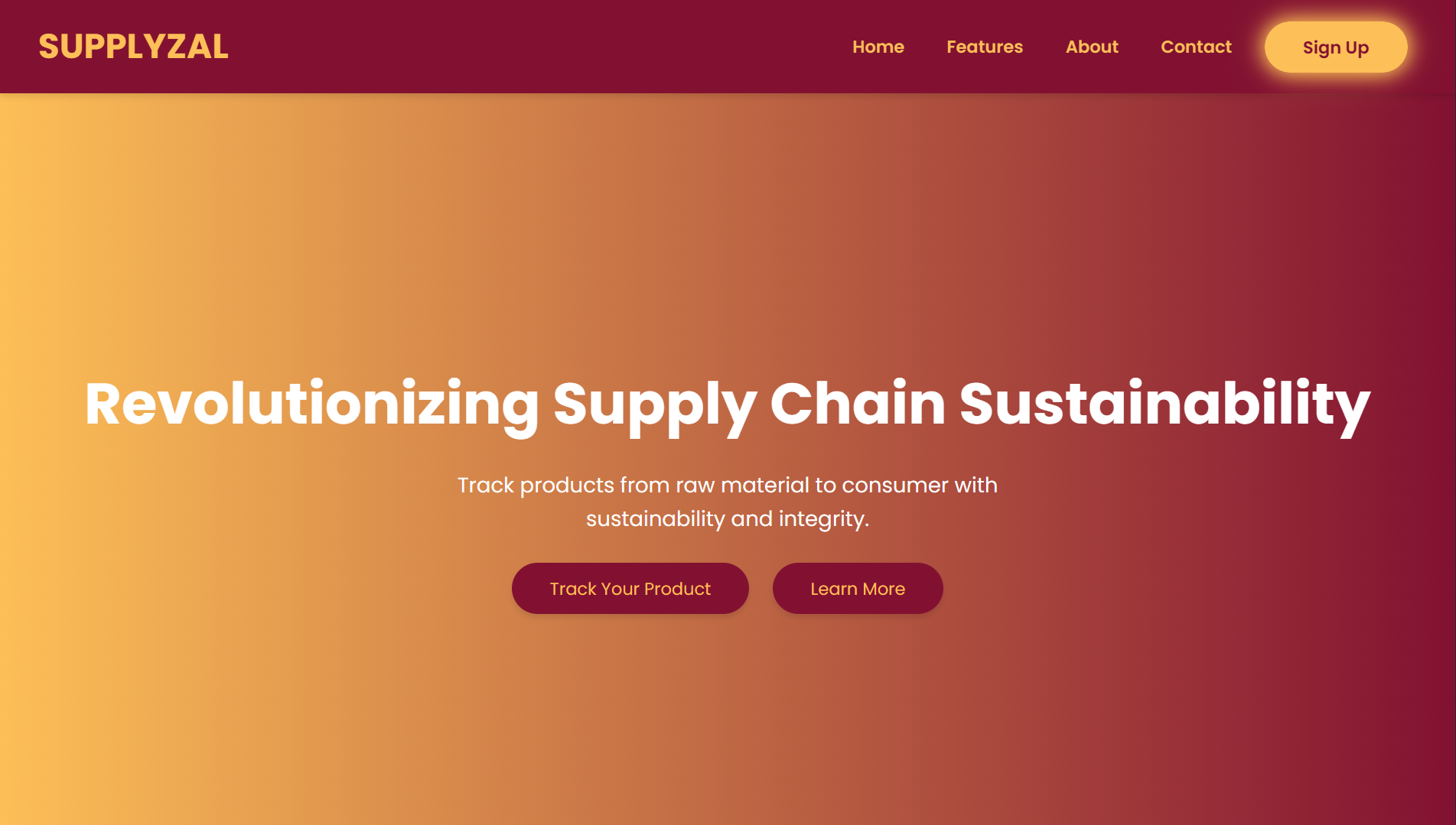 Screenshot of Supplyzal - Blockchain-based supply tracking with verified sustainability